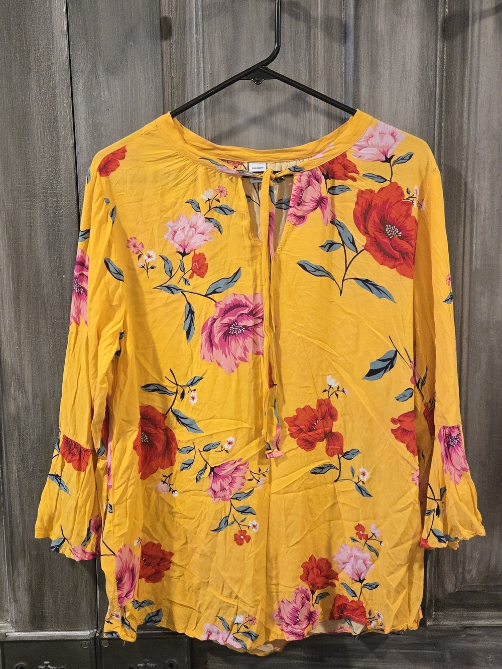 Old Navy Yellow Floral Tie-Front Tunic